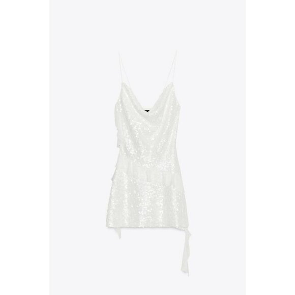 ZARA SEQUINNED RUFFLE MINI DRESS - Picture 5 of 7